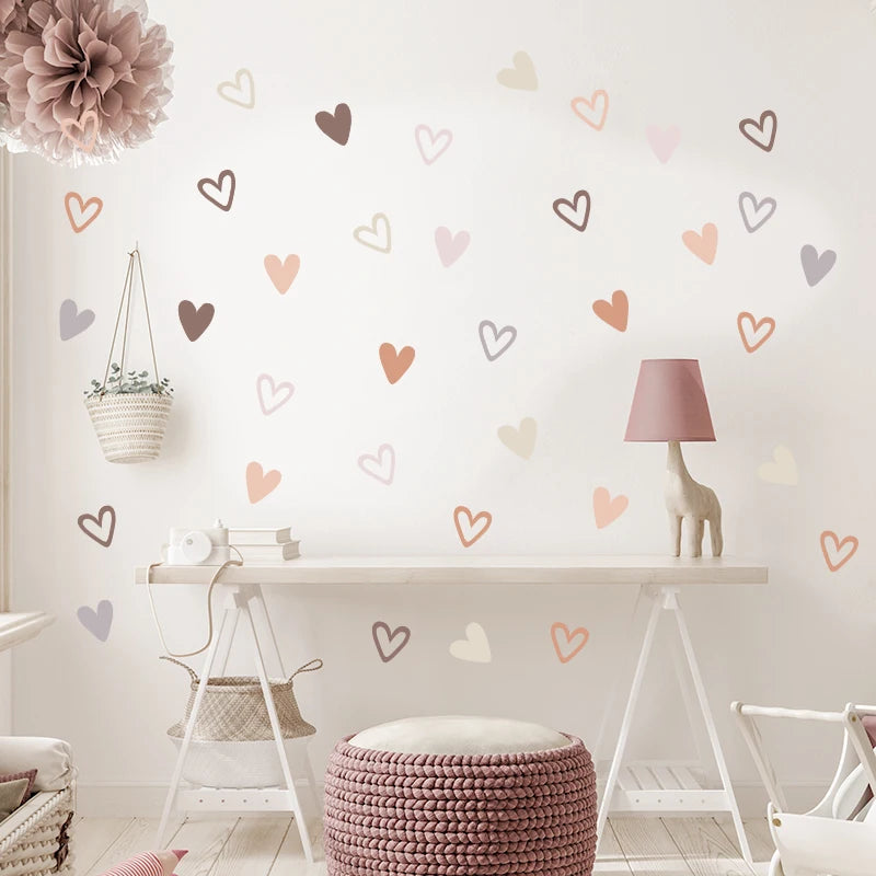 36 Pcs Boho-Heart Nursery Wall Decal Set