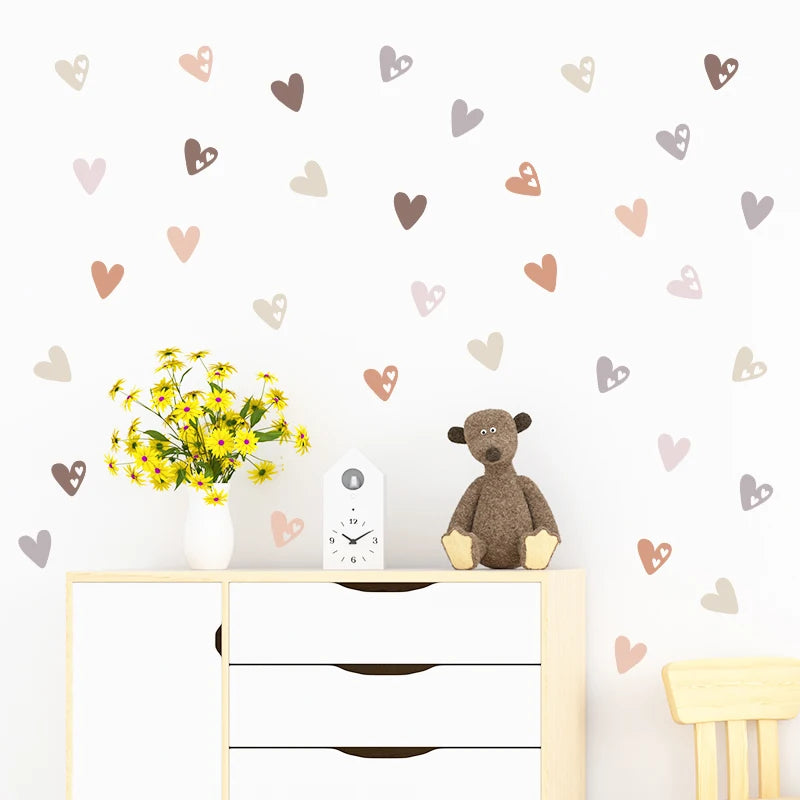 36 Pcs Boho-Heart Nursery Wall Decal Set