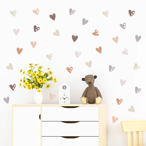 36 Pcs Boho-Heart Nursery Wall Decal Set