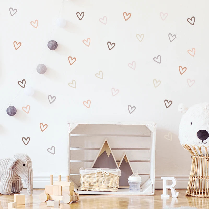 36 Pcs Boho-Heart Nursery Wall Decal Set