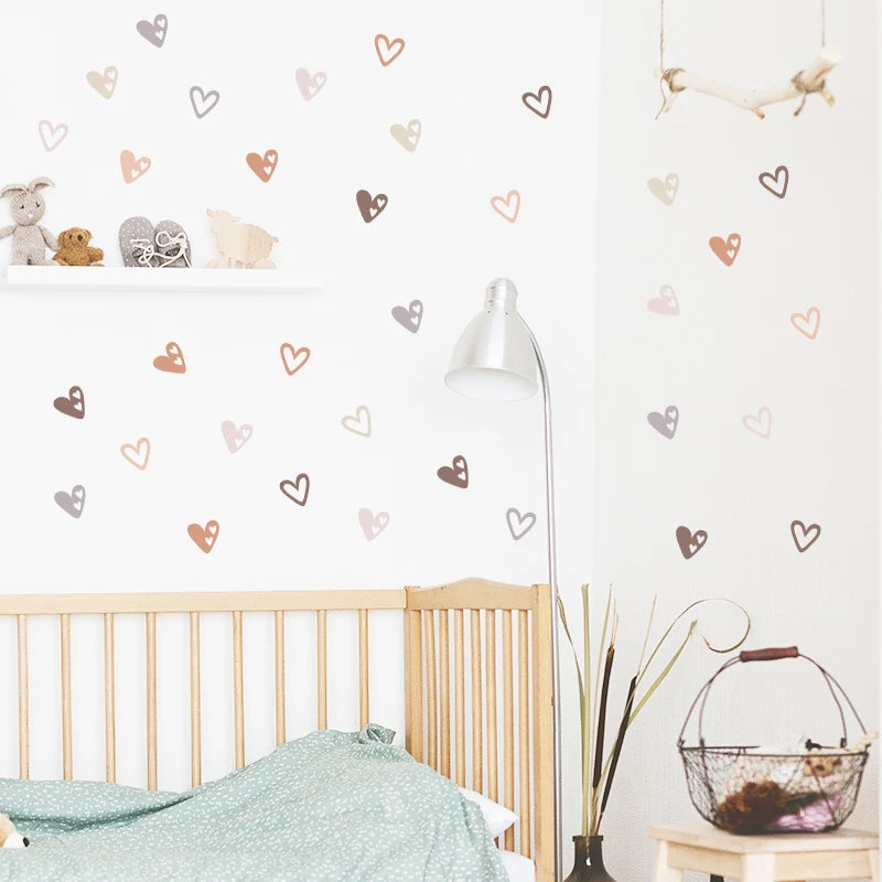 36 Pcs Boho-Heart Nursery Wall Decal Set
