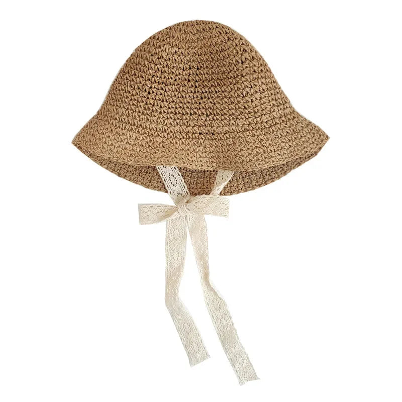 Vintage-Lace Straw Sun Bonnet
