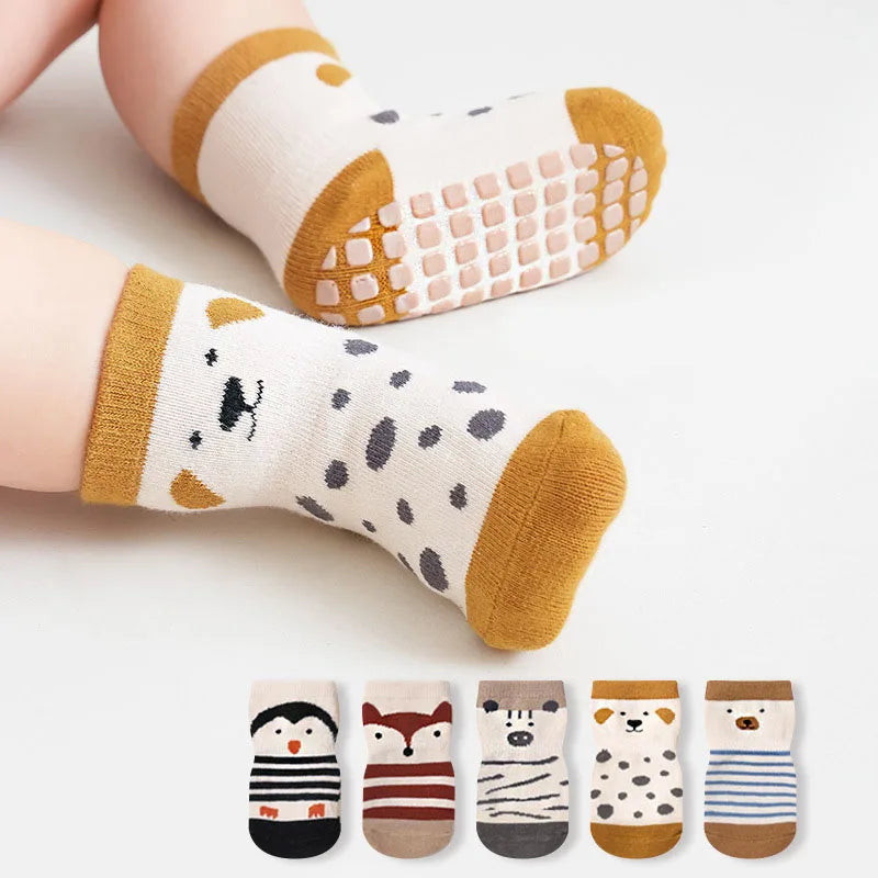 5 Pairs Woodland Friends Non-Slip Socks