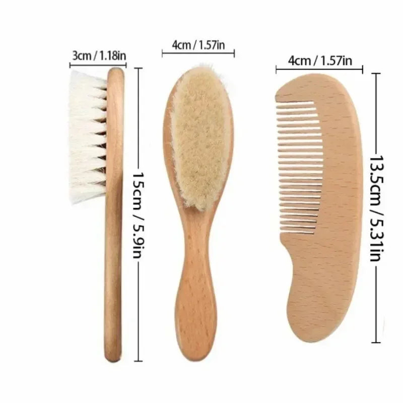 Gentle-Groom Natural Wooden Baby Brush Set