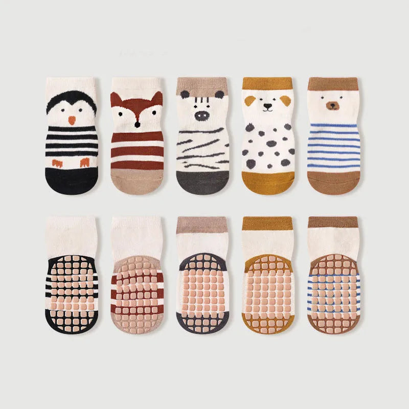 5 Pairs Woodland Friends Non-Slip Socks