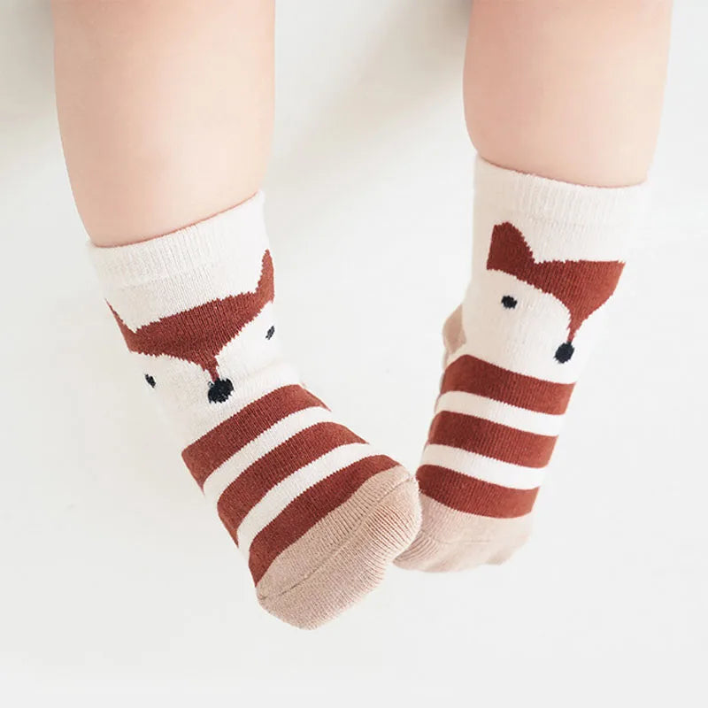5 Pairs Woodland Friends Non-Slip Socks